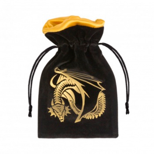 Dragon Black and Gold Velour Dice Bag - Terningepose - Q-Workshop